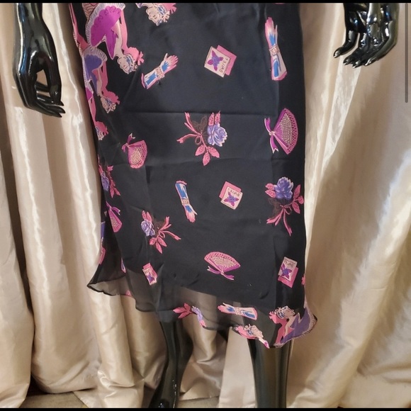 VINTAGE BETSEY JOHNSON SILK STRAPLESS BALLERINA MIDI DRESS 90s y2k FAIRYCORE - Picture 4 of 10